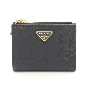 Prada SAFFIANO Triangle Bifold Wallet Leather Black